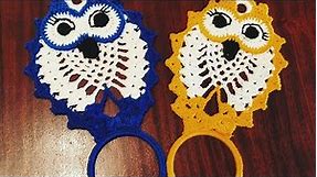 Crochet Owl Decorative Towel Holder (Left Handed)