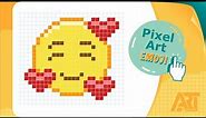 Pixel Art: Emoji - Smiling Face with Smiling Eyes and Three Hearts || Emoji \ Smiley | Step By Step