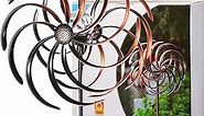 Solar Wind Spinner Improved 360 Degrees Swivel Warm White LED Lighting Glass Ball with Kinetic Wind Spinner Vertical Metal Sculpture Stake Construction for Outdoor Yard Lawn & Garden.