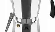 Cafe Du Chateau Espresso Maker (6 cup) Transparent Top Lid, High Gloss Finish, with Coffee Clip Spoon - Coffee Percolator, Camping Coffee Pot