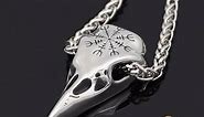 Norse Spirit - Stainless Steel Raven Skull and Helm of Awe...