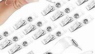 Double Hole Badge Clips Premium Clothing Friendly ID Badge Holders Metal with Clear Plastic PVC Straps for ID Cards Alligator Swivel Card Clip Adapter Straps ID Strap Clip Name Tag Work Badges 30Pcs