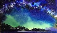 Watercolor Milky Way Sky Painting Demonstration