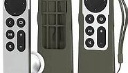 Silicone Apple TV Remote Case Compatible with 2021/2022 Apple TV 4K Remote(2nd/3nd Generation) for Apple TV Remote Case AirTag,Standing Design,Anti-Lost with Remote Lanyard(Jungle Green)