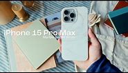 iPhone 15 Pro Max Marble Case - MagSafe Compatible - White Marble