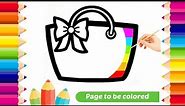 How to draw ladies bag, simple drawing and coloring, easy drawing and coloring step by step,