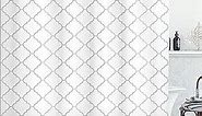 Ambesonne Grey Shower Curtain Simple Monochrome Pattern of Geometric Concept Linked Forms Grid and Lattice on a Plain Backdrop Cloth Fabric for Bathroom Decor Set with Hooks 69" W x 84" L White Gray