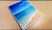 Easy Seascape Painting | Beach Acrylic Painting Tutorial for Beginners | Ocean Beach Scenery Acrylic