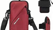 Phone Holder Arm Bands, Small Crossbody Shoulder Holsters Bag with Arm Band, Fits iPhone and All Cell Phones, Use for Running, Walking, Hiking & Biking (Plus Size,Red)