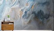 Blue Marble Wallpaper, Gray and Gold Abstract Texture Mural Removable Marble Wallpaper Decorative Wall Mural for Living Room Bedroom TV Background