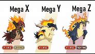 All Gen 2 Starters Pokémon Mega X/Y/Z Evolve