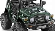 ELEMARA Toyota FJ40 Ride On Car-4.0mph Ride on Jeep,12V 7AH Battery Cars for Kids with Remote, Kid Driving Car Truck, Electric Car for Kids with DIY Stickers, 3 Speeds, 6 LED Lights, Bluetooth- Green