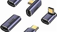 AreMe 5 Pack USB C Adapter, 90 Degree Up&Down, Left&Right Angle USB Type C Male to Female Extender, Female to Female Coupler for Steam Deck, ROG Ally, Switch, MacBook Pro/Air and More (Purple)