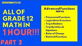 All of Grade 12 Math - Advanced Functions - IN 1 HOUR!!! (part 1)
