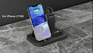 Charging Station for Multiple Devices Apple, 3 in 1 Charging Station for iPhone/iWatch/AirPods, 15W Fast Charging Dock Compatible with Apple Watch Series 7/6/5/SE/4/3/2/1 with Block & Cable, Black