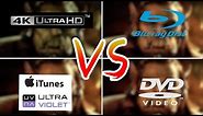 4K VS 1080p Blu-Ray VS DVD VS iTunes/UltraViolet - Review Comparison