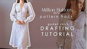 Buttoned Dress With a Godet Skirt | Drafting Tutorial and Pattern Hack + Pattern Download
