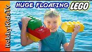 GIANT FLOATING LEGO Bricks with Surprise Toys! We Review and Build Lego Bricks with HobbyKids