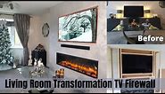 Living Room Transformation - TV Firewall - Fireplace Makeover