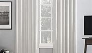 Sun Zero Greyson Faux Dupioni Silk Thermal Extreme Total Blackout Back Tab Curtain Panel, 50" x 84", Pearl White