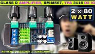 80 watt RMS power class d amplifier board, review & testing, TPA 3116 D2, XM-M567 | full audio test