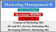 Concept of Marketing Mix |4P, 4C, Service Marketing Mix Marketing Management | marketing management