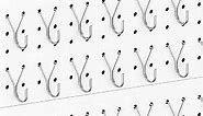 HUHOLE Pegboard Hooks, J-Hook, 1 Inch Silver Pegs 40 Pack, Ideal Display Hooks for Hanging Jewelry, Necklaces, Keys, Small Tools, Will Not Fall Out, Fit 1/8”, 3/16” Peg Boards