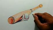 Drawing Baseball bat and Ball! Realism using colored pencils.