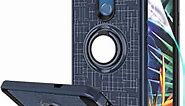 Compatible for LG K40 Case,K12 Plus,X4 2019 Phone Case,[HD Screen Protector] Heavy Duty Shockproof Protective Cover with Rotatable Ring Kickstand Fit Magnetic Car Mount-Navy Blue