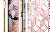 Case for iPhone XR Case 6.1 Inch,Dual Layer Hybrid Bumper Cute Clear Girls/Women Marble Design Soft TPU+Hard Back Heavy Duty Anti-Scratch Shockproof Protective Phone Case Cover -Pink/Rose Gold