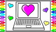 How to Draw a Laptop for Kids Step by Step | Laptop Coloring Pages for Kids 💻💙💜