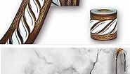 Y015 Peel and Stick Wallpaper Border Brown/White Removable Self Adhesive Abstract Damask Wall Border Decorative Molding for Home Decor 2''x32.8ft