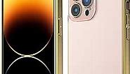 DDJ Metallic Color iPhone 14 Pro Case, Full Camera Lens Raised Reinforced Corners Protection, Luxury Plating Soft Edge Bumper Frosted Hard Back Thin Cover for iPhone 14 Pro 6.1" - Pale Gold