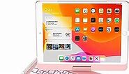 BABG iPad 9th Generation Case with Keyboard, 360° Rotatable Backlit Keyboard with Pencil Holder for 10.2 inch iPad 9th Gen 2021/ 8th Gen 2020/ 7th Gen 2019 and iPad Air 3 / Pro 10.5" - Rose Gold