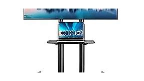 PERLESMITH Mobile TV Stand for 55-90 Inch Flat/Curved Screen TV Max VESA 800x500mm Outdoor TV Cart with Height Adjustable AV Shelf- UL Certificated Rolling Floor TV Stand Holds up to 200Lbs (PSTVMC07)