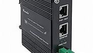 Hardened Industrial Gigabit PoE+ Injector 12-48VDC Input with DIN-Rail and Wall Mount Connecting The IEEE 802.3 af/at PoE Device (30W)