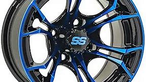 GTW Spyder - 12 Inch Aluminum Golf Cart Wheel 12x7 | 4-4 Bolt | 3:4 Offset (Blue/Black)