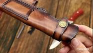 Tourbon Leather Fixed Blade Knife Sheath with Fire Starter Slot for Outdoor Hunting Bushcraft Camping