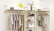 Gold Metal Hanging Rack Wall Mounted Display Racks for Clothing Store Showroom Decoration