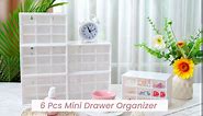 6 Pcs Mini Drawer Organizer Small Organizer with Drawers Plastic Desktop Storage Box with 9 Drawers Desk Craft Organizer for Office Home Room Jewelry Cosmetics Collection, Wall Mounted (Pink)