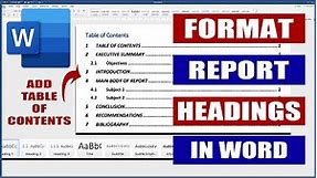 Report Writing Part 1 - Headings and Table of Contents | Microsoft Word Tutorials