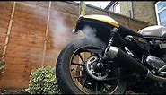 Triumph Street Cup - Tec Decat X Pipe, K&N Filter and standard exhaust.