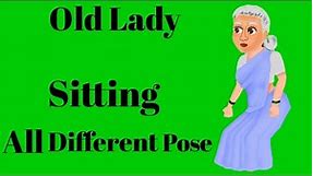 Green screen Old lady Sitting All Pose//Old Women green screen//GS Characters Animation