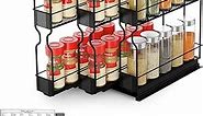 SpaceAid Pull Out Spice Rack Organizer, Heavy Duty Slide Out Seasoning Kitchen Organizer, Cabinet Organizer, with Labels, 7.7" W x10.75 D x10 H, 3 Drawers 2-Tier