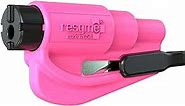 resqme The Original Emergency Keychain Car Escape Tool, 2-in-1 Seatbelt Cutter and Window Breaker, Made in USA, Pink- Compact Emergency Hammer