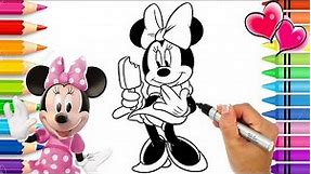 Minnie Mouse Coloring Page with Glitter | Mickey Mouse Clubhouse Coloring Book | Disney Junior