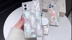 Cocomii Square Case Compatible with iPhone 12 Pro Max - Compatible with MagSafe, Exquisite, Luxury, Slim, Glossy, Real Seashells, Opalescent Pearl, Iridescent Glitter, Shockproof (Mother of Pearl)