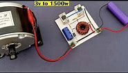 DC 3.7V to 1500W // High Power DC Boost 1500W DC Motor Run With 3V Battery, Simple & Powerful