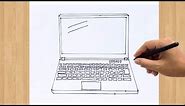 How to Draw a Laptop Easy Step by Step | Cute Laptop Sketch Drawing 3D Tutorial