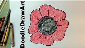 How To Draw an Easy Poppy For Kids.- Video Drawing Tutorial - Remembrance Day /Veterans' Day